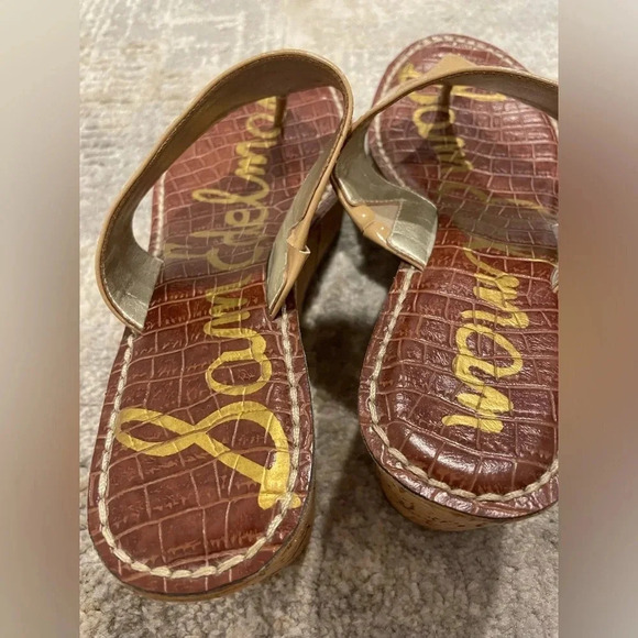 Sam Edelman Women's Rose 3D Cork Wedge Platform Sandals NW/OB Tan Size 9 Slide - Picture 10 of 12